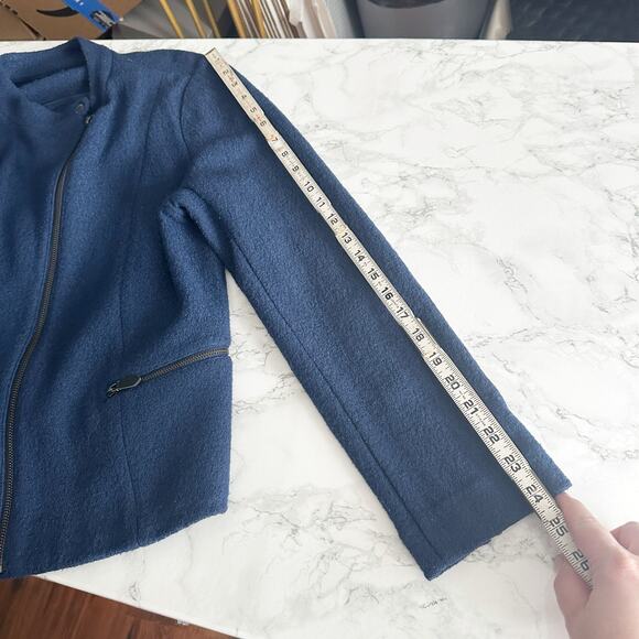 Talbots Boiled Wool Navy Zip Front Jacket Women's Size 12 long‎ sleeves - Picture 13 of 13